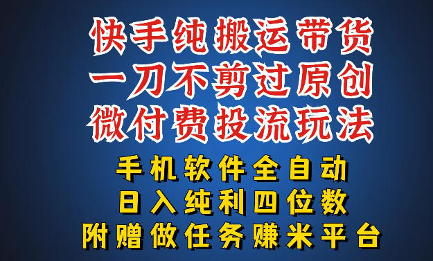 最新黑科技快手搬运带货方法，手机就能操作，轻松带你日入四位数【揭秘】-副业网