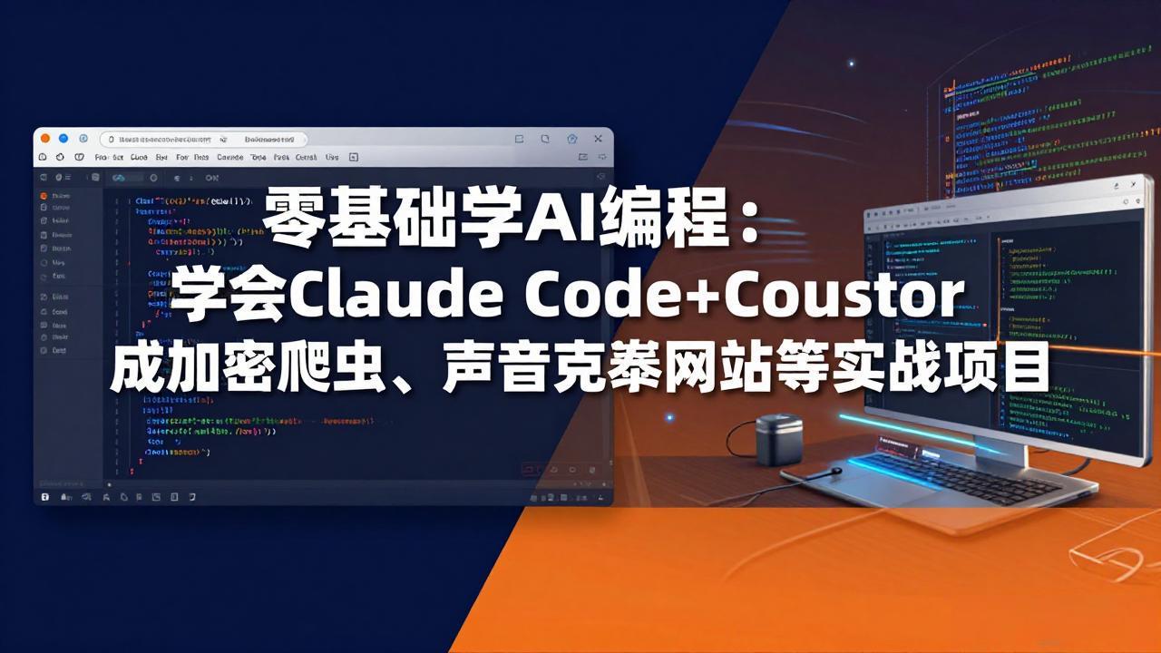 零基础学AI编程：学会Claude Code+Cursor完成加密爬虫、声音克隆网站等实战项目-副业网