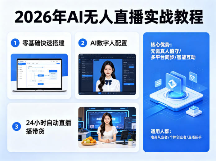 2026年AI无人直播实战教程，零基础也能快速搭建AI数字人无人直播间，实现24小时自动直播带货-副业网
