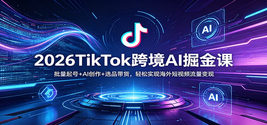 2026TikTok跨境AI掘金课：批量起号+AI创作+选品带货，轻松实现海外短视频流量变现-副业网