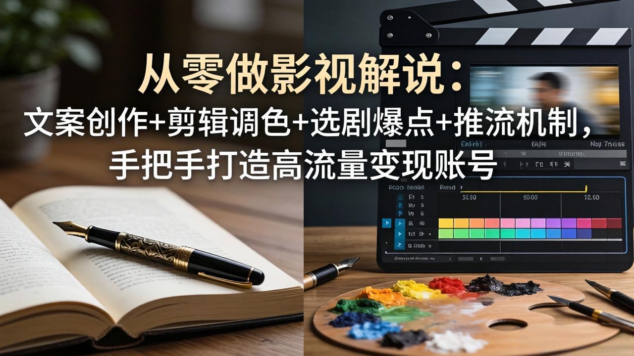 从零做影视解说：文案创作+剪辑调色+选剧爆点+推流机制，手把手打造高流量变现账号-副业网