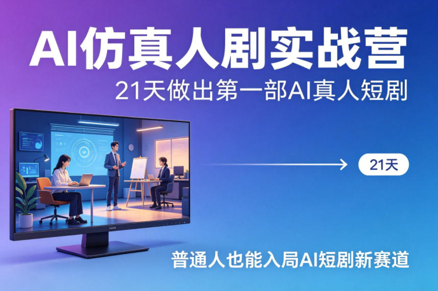 AI仿真人剧实战营，21天做出第一部AI真人短剧，普通人也能入局AI短剧新赛道-副业网