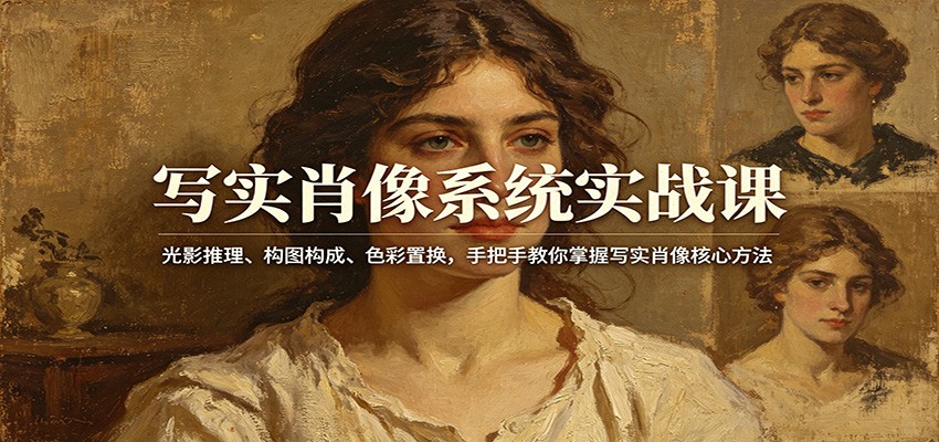 写实肖像系统实战课：光影推理、构图构成、色彩置换，手把手教你掌握写实肖像核心方法-副业网
