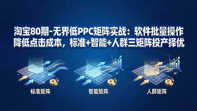 淘宝80期-无界低PPC矩阵实战：软件批量操作降低点击成本，标准+智能+人群三矩阵投产择优-副业网