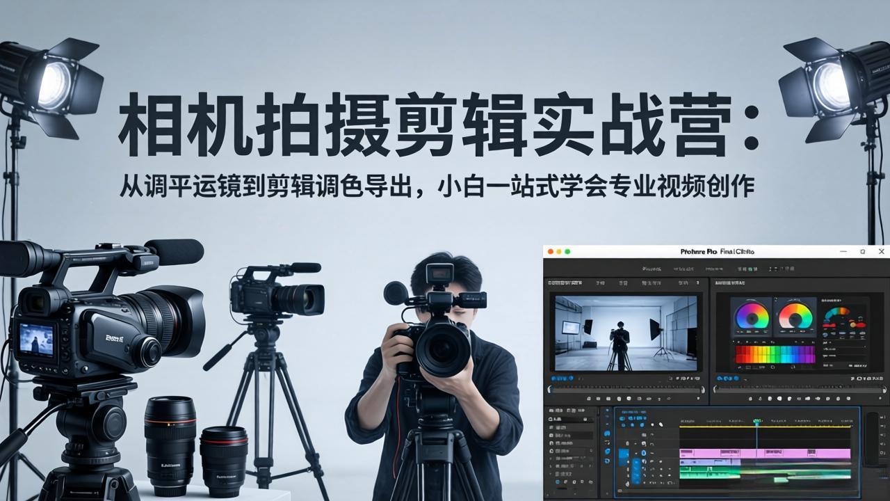 相机拍摄剪辑实战营：从调平运镜到剪辑调色导出，小白一站式学会专业视频创作-副业网