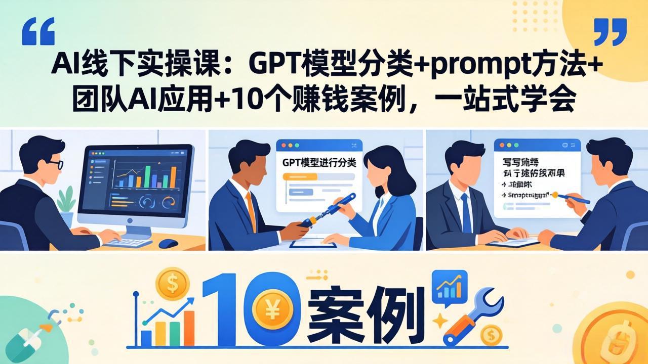 AI线下实操课：GPT模型分类+prompt方法+团队AI应用+10个赚钱案例，一站式学会-副业网