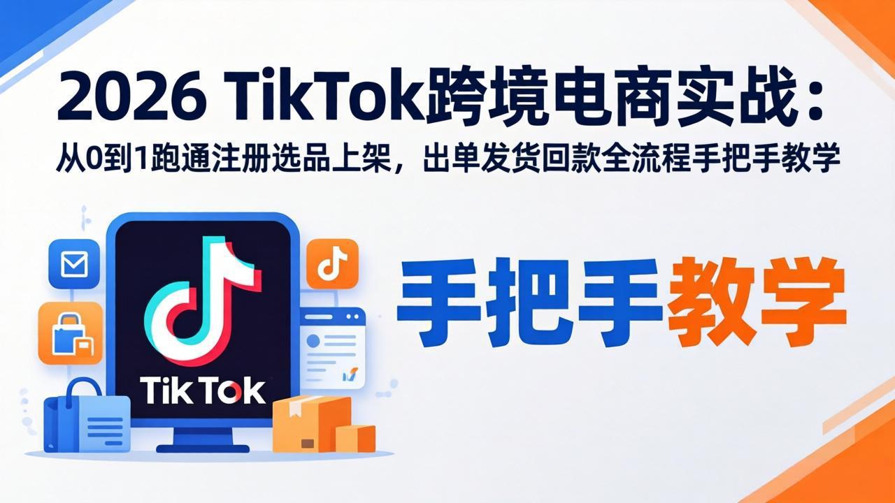 2026TikTok跨境电商实战-更新：从0到1跑通注册选品上架，出单发货回款全流程手把手教学-副业网