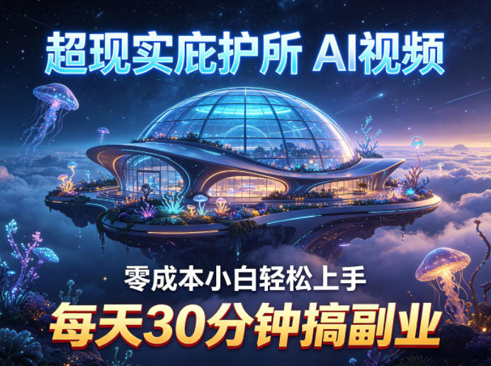 超现实庇护所AI视频项目拆解，零成本小白轻松上手，每天30分钟搞副业-副业网
