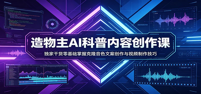 AI科普内容创作课：独家干货零基础掌握克隆音色文案创作与视频制作技巧-副业网