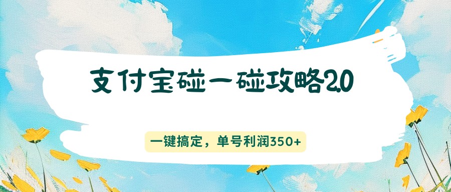 支付宝碰一碰攻略2.0，一键搞定，单号利润350+-副业网