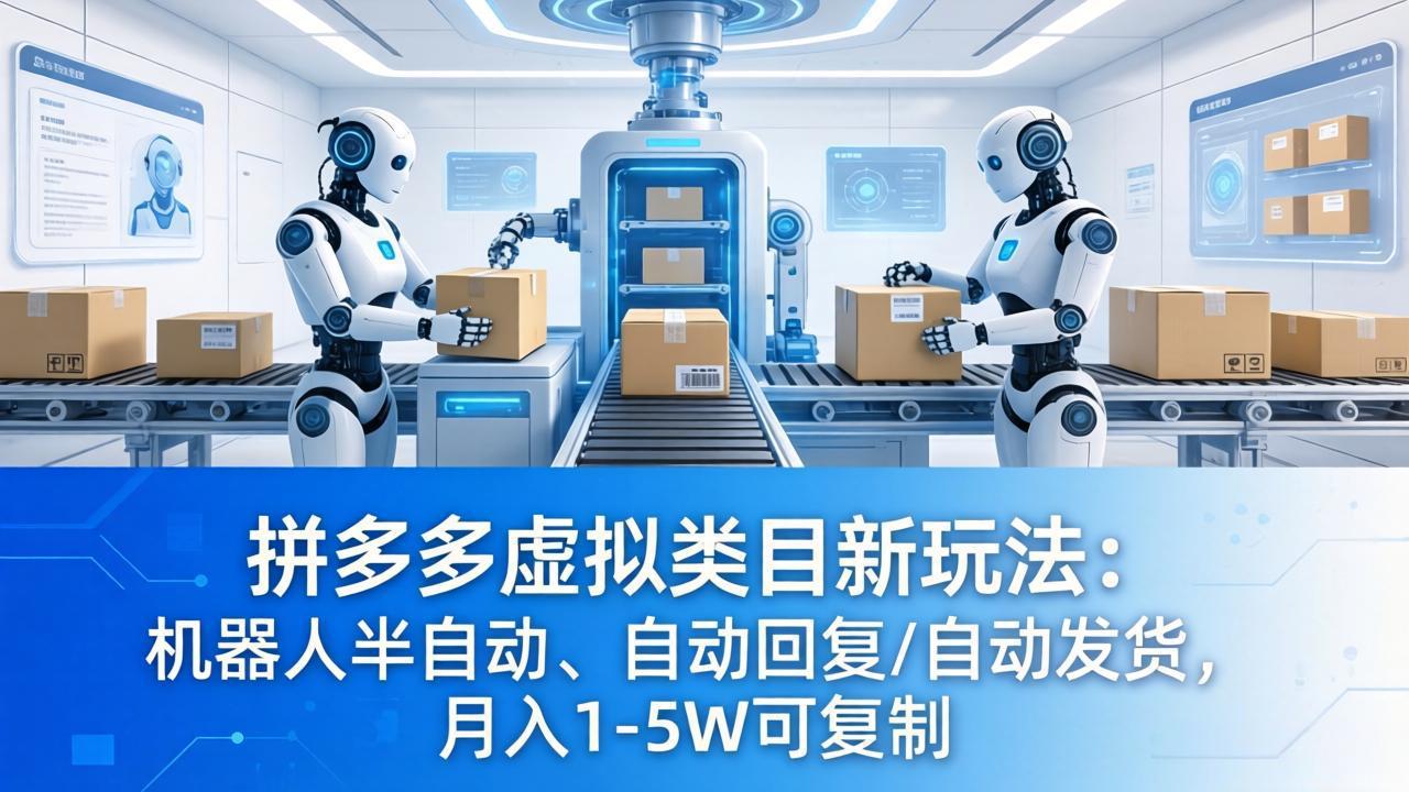 拼多多虚拟类目新玩法：机器人半自动、自动回复 /自动发货，月入 1-5W 可复制-副业网