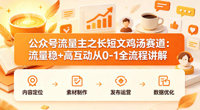 公众号流量主之长短文鸡汤赛道，流量稳+高互动，从0-1全流程讲解-副业网