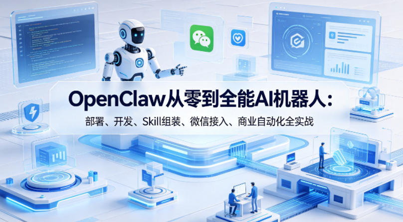 OpenClaw从零到全能AI机器人：部署、开发、Skill组装、微信接入、商业自动化全实战-副业网