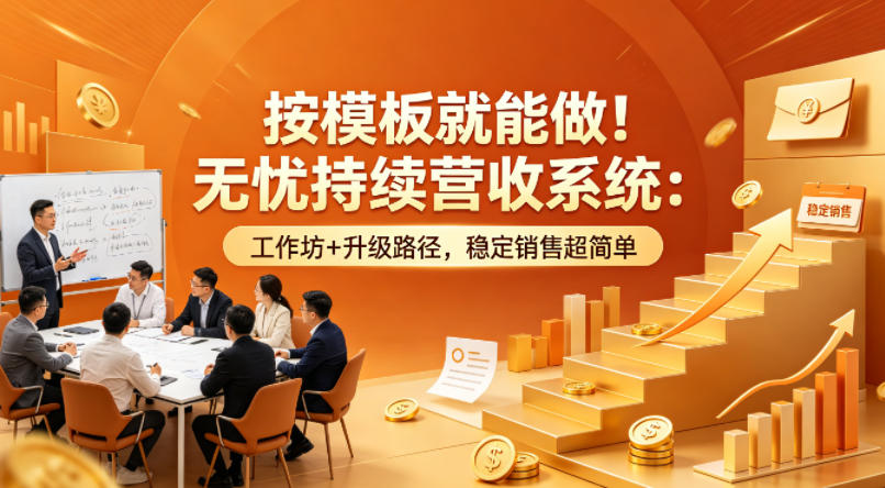 按模板就能做！无忧持续营收系统：工作坊+升级路径，稳定销售超简单【原创双语字幕】-副业网