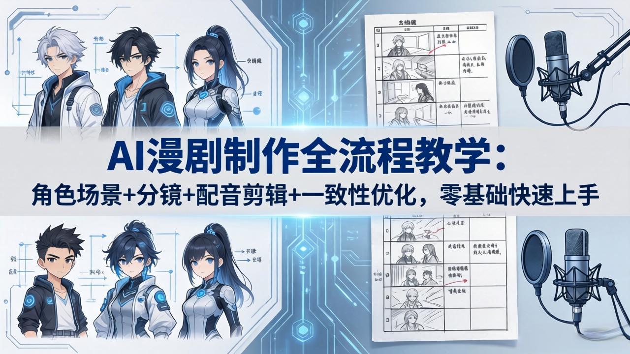 AI漫剧制作全流程教学：角色场景+分镜+配音剪辑+一致性优化，零基础快速上手-副业网