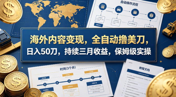 海外内容变现，全自动撸美刀，日入50刀，持续三月收益，保姆级实操【揭秘】-副业网
