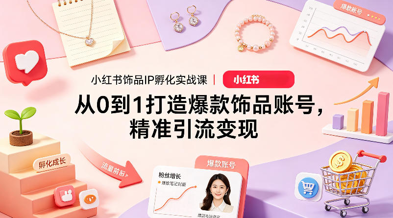 小红书饰品IP孵化实战课｜从0到1打造爆款饰品账号，精准引流变现-副业网