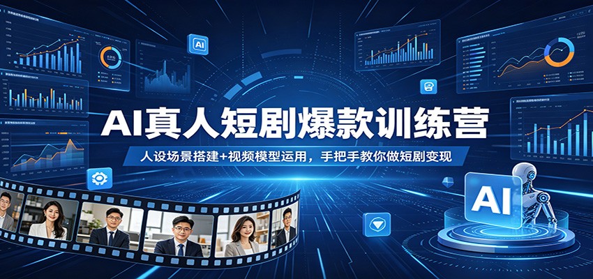 AI真人短剧爆款训练营：人设场景搭建+视频模型运用，手把手教你做短剧变现-副业网