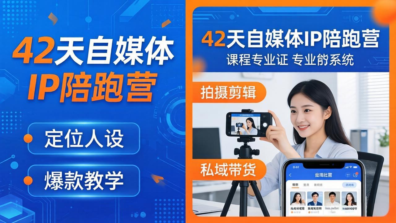 42天自媒体IP陪跑营-26年4月19更新：定位人设爆款全教学，拍摄剪辑私域带货一站式落地-副业网