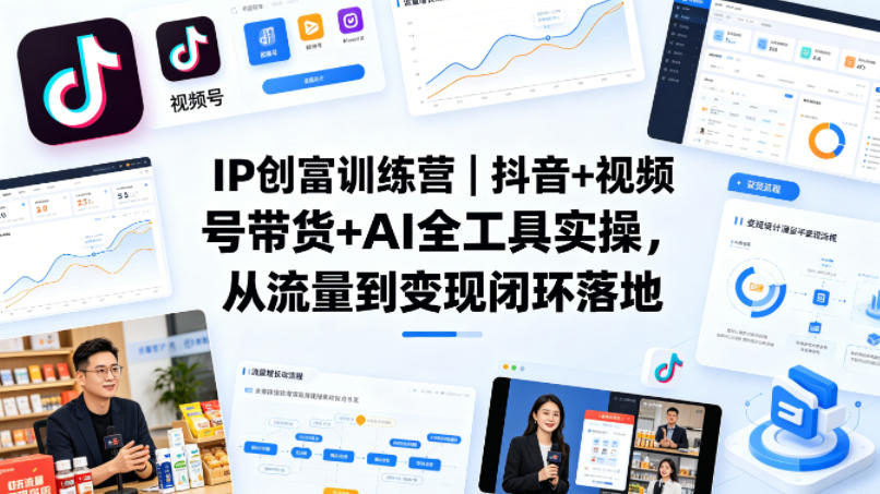 IP创富训练营｜抖音+视频号带货+AI全工具实操，从流量到变现闭环落地-副业网