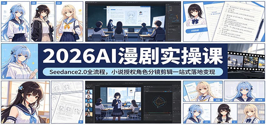 2026AI漫剧实操课：Seedance2.0全流程，小说授权角色分镜剪辑一站式落地变现-副业网