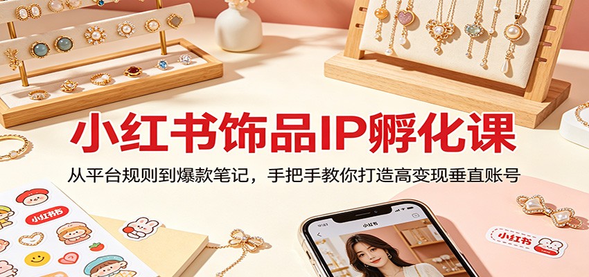 小红书饰品IP孵化课：从平台规则到爆款笔记，手把手教你打造高变现垂直账号-副业网