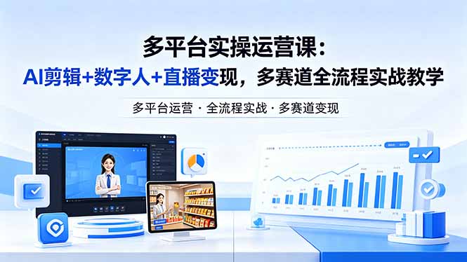 某团队多平台实操运营课-更新26年4月20：AI剪辑+数字人+直播变现，多赛道全流程实战教学-副业网