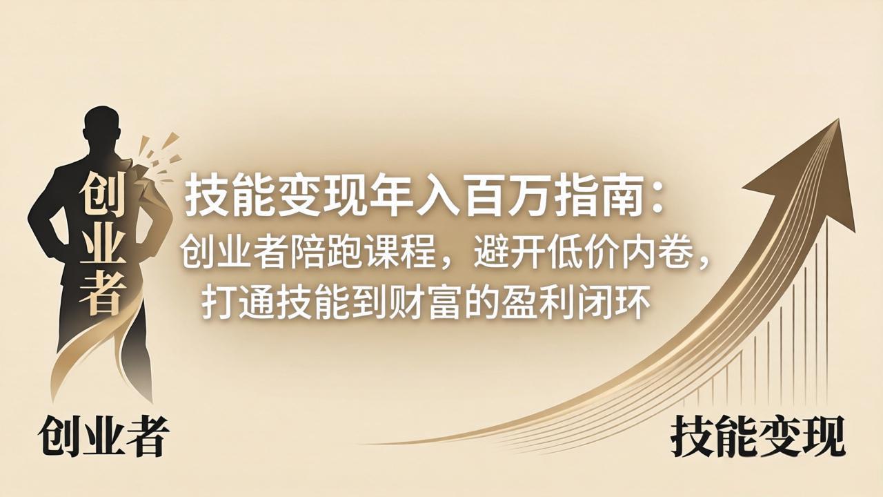 技能变现年入百万指南：创业者陪跑课程，避开低价内卷，打通技能到财富的盈利闭环-副业网