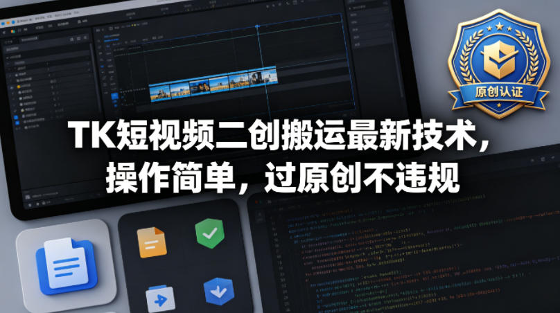 TK短视频二创搬运最新技术，操作简单，过原创不违规-副业网