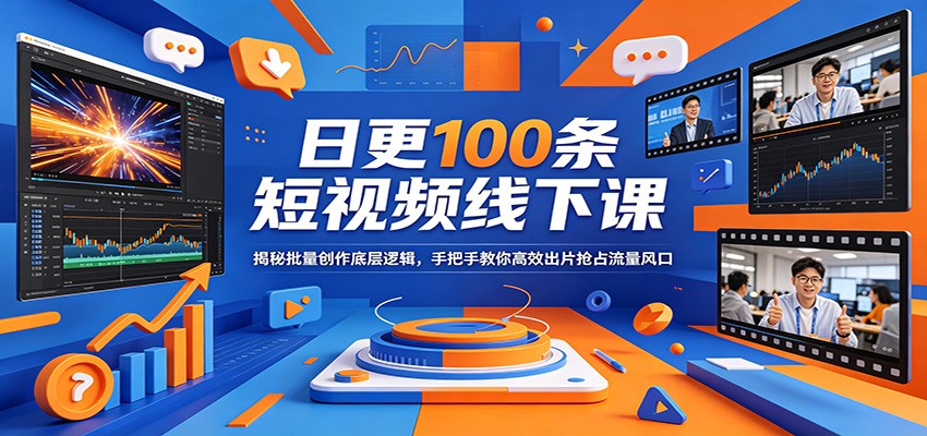 日更100条短视频线下课：揭秘批量创作底层逻辑，手把手教你高效出片抢占流量风口-副业网