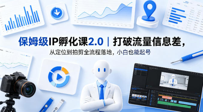 保姆级IP孵化课2.0｜打破流量信息差，从定位到拍剪全流程落地，小白也能起号-副业网