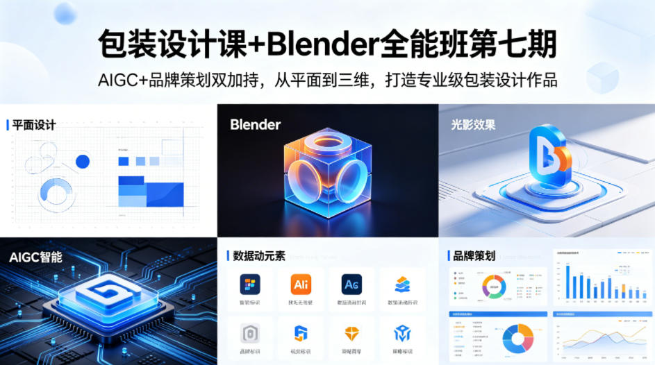 包装设计课+Blender全能班第七期，AIGC+品牌策划双加持，从平面到三维，打造专业级包装设计作品-副业网
