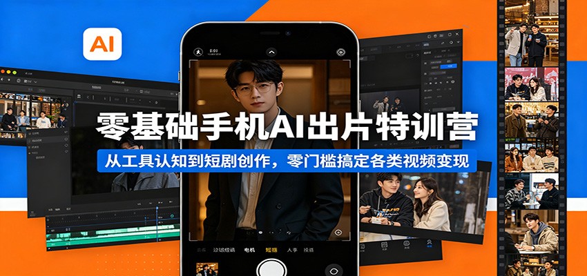 零基础手机AI出片特训营：从工具认知到短剧创作，零门槛搞定各类视频变现-副业网