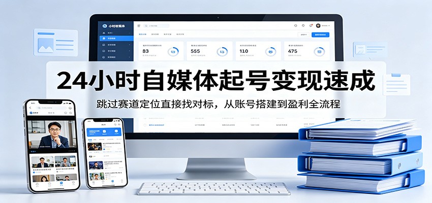 24小时自媒体起号变现速成，跳过赛道定位直接找对标，从账号搭建到盈利全流程-副业网