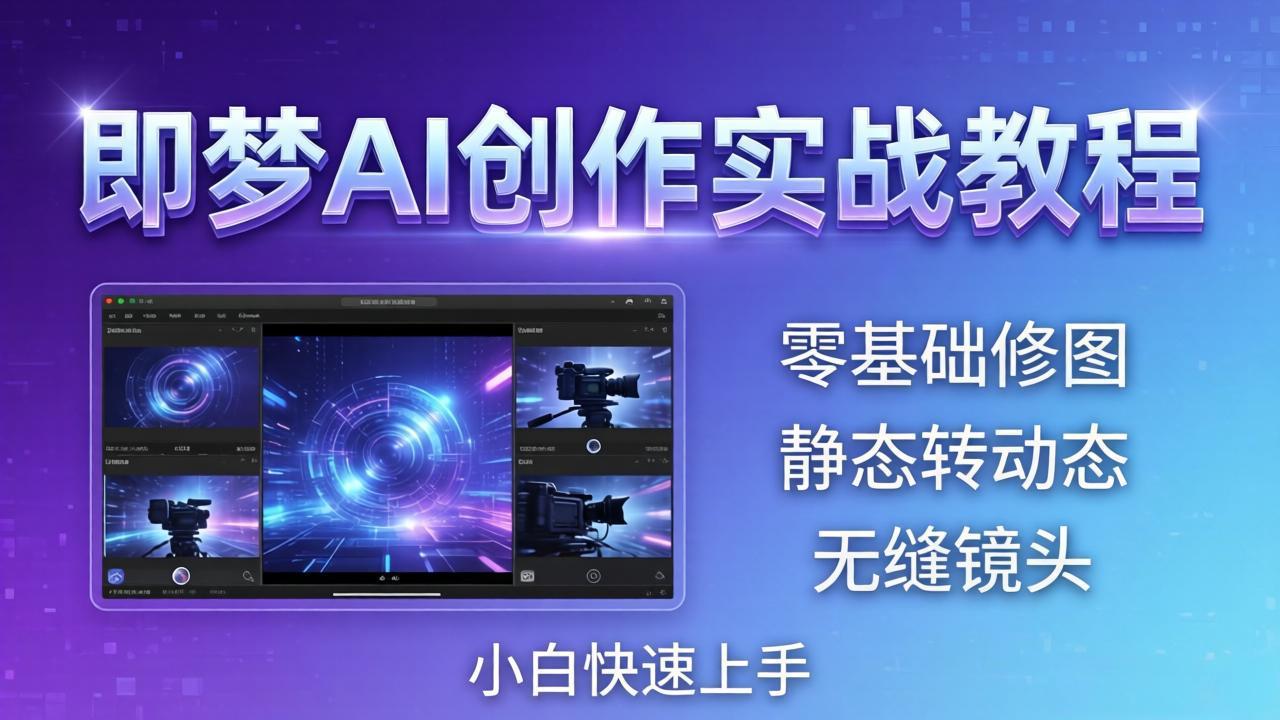 即梦AI创作实战教程，从零基础修图到AI导演，实战教学静态转动态+无缝镜头，小白快速上手-副业网