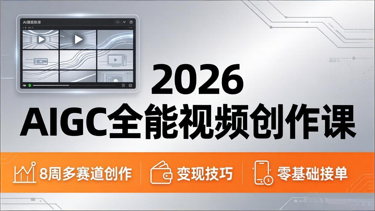 2026AIGC全能视频创作课，8周吃透多赛道创作+变现，零基础也能高效出片接单-副业网