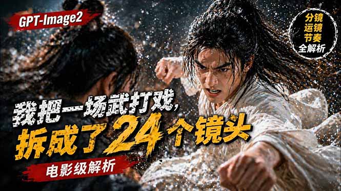 用GPT-Image2，把一段武打对决拆成24个连续镜头，从人物建立、动作衔接、运镜节奏，到情绪爆发-副业网