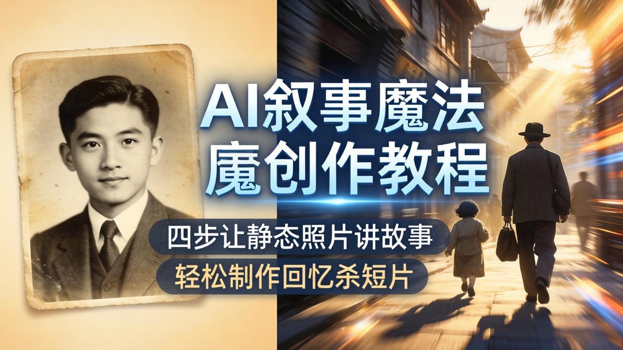 AI叙事魔法创作教程，四步让静态照片讲故事，老照片修复加动态特效，轻松制作回忆杀短片-副业网