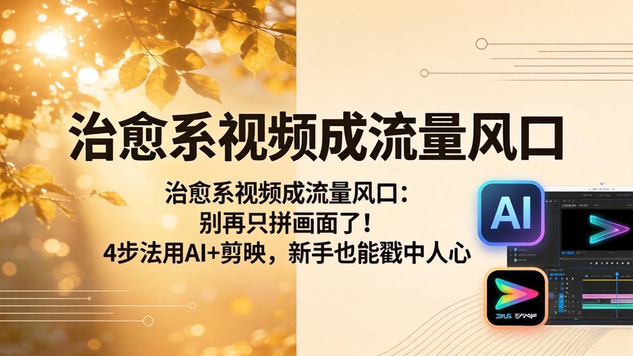 治愈系视频成流量风口：别再只拼画面了！4步法用AI+剪映，新手也能戳中人心-副业网