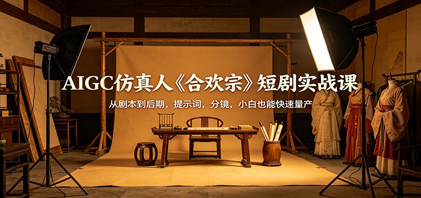 AIGC仿真人《合欢宗》短剧实战课：从剧本到后期，提示词，分镜，小白也能快速量产-副业网