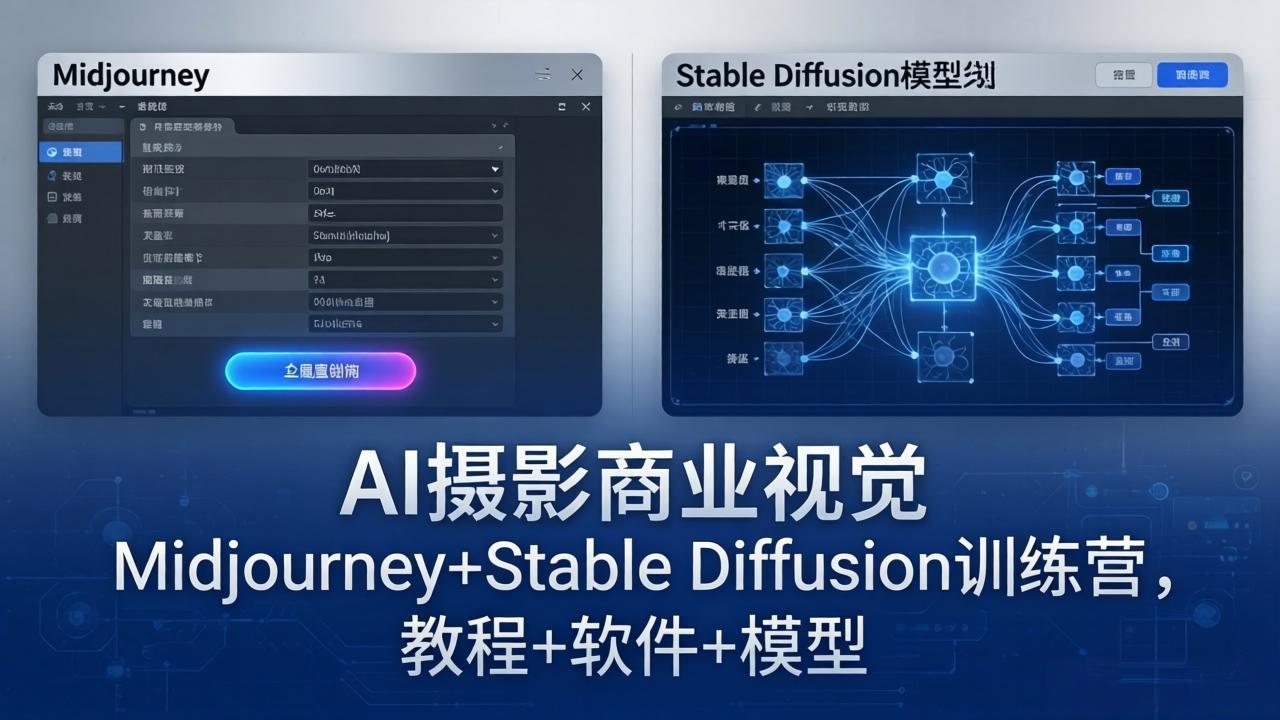 AI摄影商业视觉Midjourney+Stable Diffusion训练营，教程+软件+模型-副业网