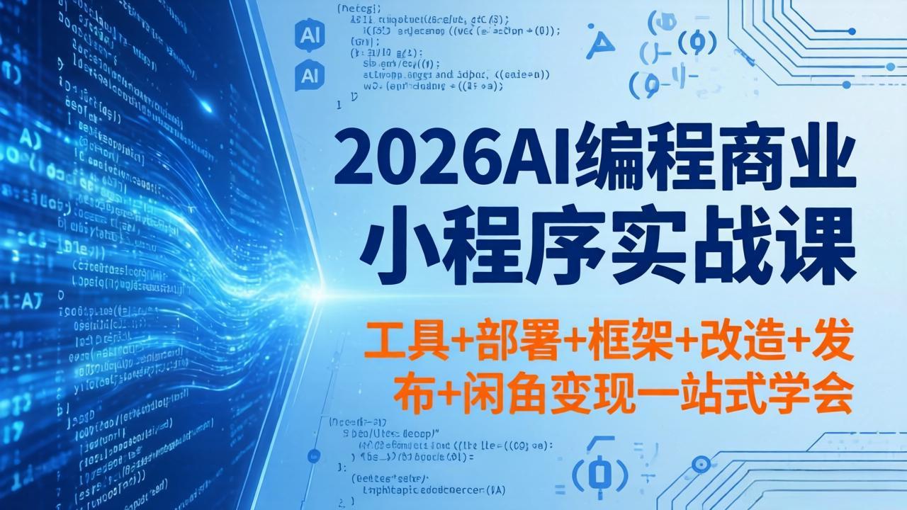 2026AI编程商业小程序实战课，工具+部署+框架+改造+发布+闲鱼变现一站式学会-副业网