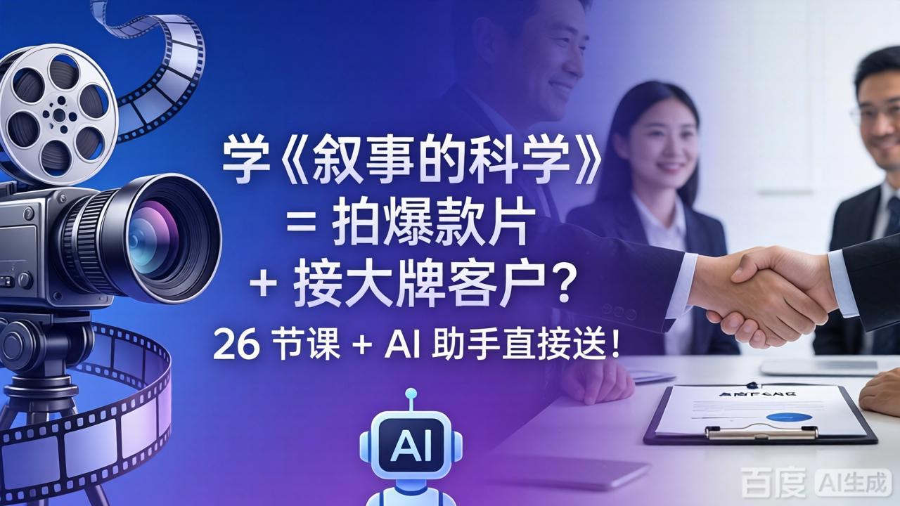 学《叙事的科学》= 拍爆款片 + 接大牌客户？26 节课 + AI 助手直接送！-副业网