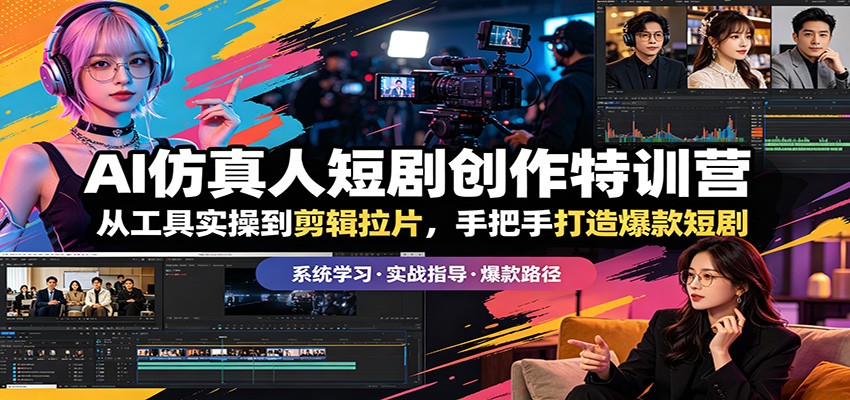AI仿真人短剧创作特训营：从工具实操到剪辑拉片，手把手打造爆款短剧-副业网
