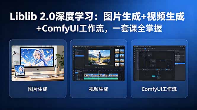 Liblib 2.0深度学习：图片生成+视频生成+ComfyUI工作流，一套课全掌握-副业网