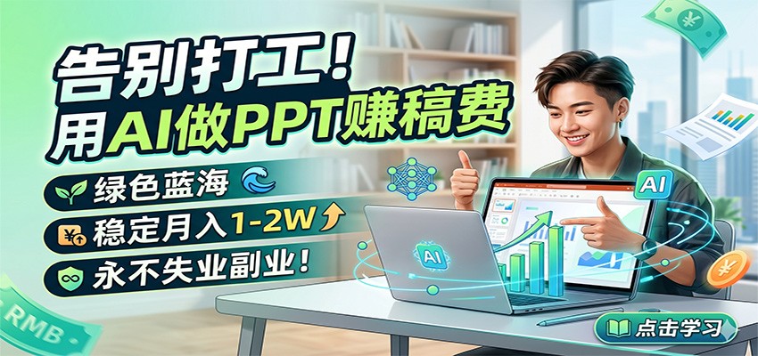 告别打工！用AI做PPT赚稿费，绿色蓝海，稳定月入1-2W，永不失业副业！-副业网