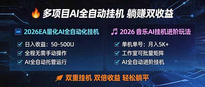 多项目AI自动挂机玩法：双重挂机，双倍收益，轻松躺平-副业网