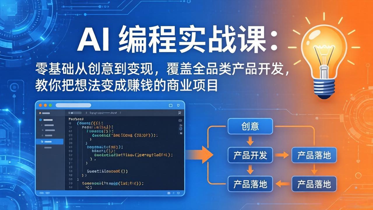 AI编程实战课-第三期-5月9更新：零基础从创意到变现，覆盖全品类产品开发，把想法变成赚钱项目-副业网