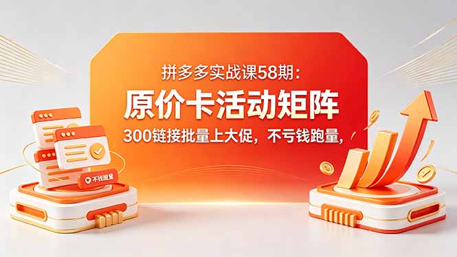 拼多多实战课58期：原价卡活动矩阵，300链接批量上大促，不亏钱跑量-副业网
