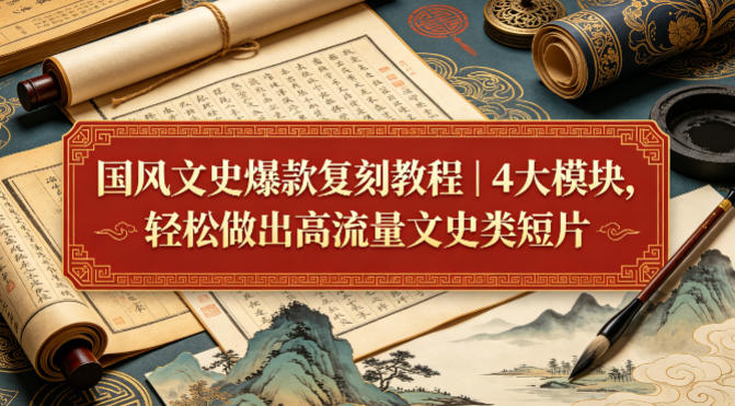 国风文史爆款复刻教程｜4大模块，轻松做出高流量文史类短片-副业网